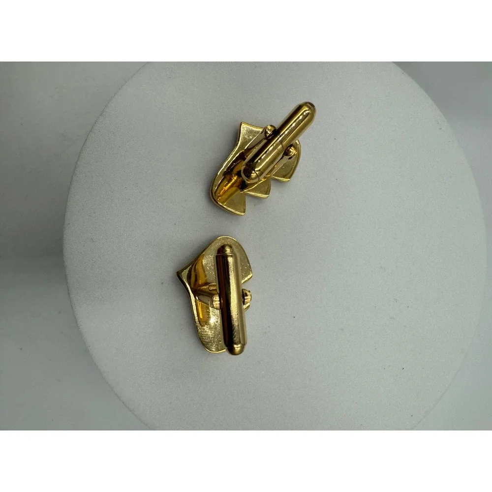 Vintage db Products Cufflinks Gold Tone World Map Enamel Mens Business Jewelry